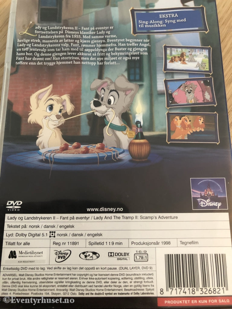 Disney Dvd. Lady Og Landstrykeren 2. 1998. Spesialutgave. Dvd