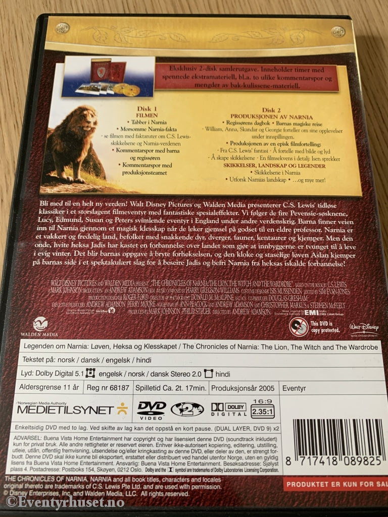 Disney Dvd. Legenden Om Narnia. Løven Heksa Og Klesskapet. 2005. Dvd