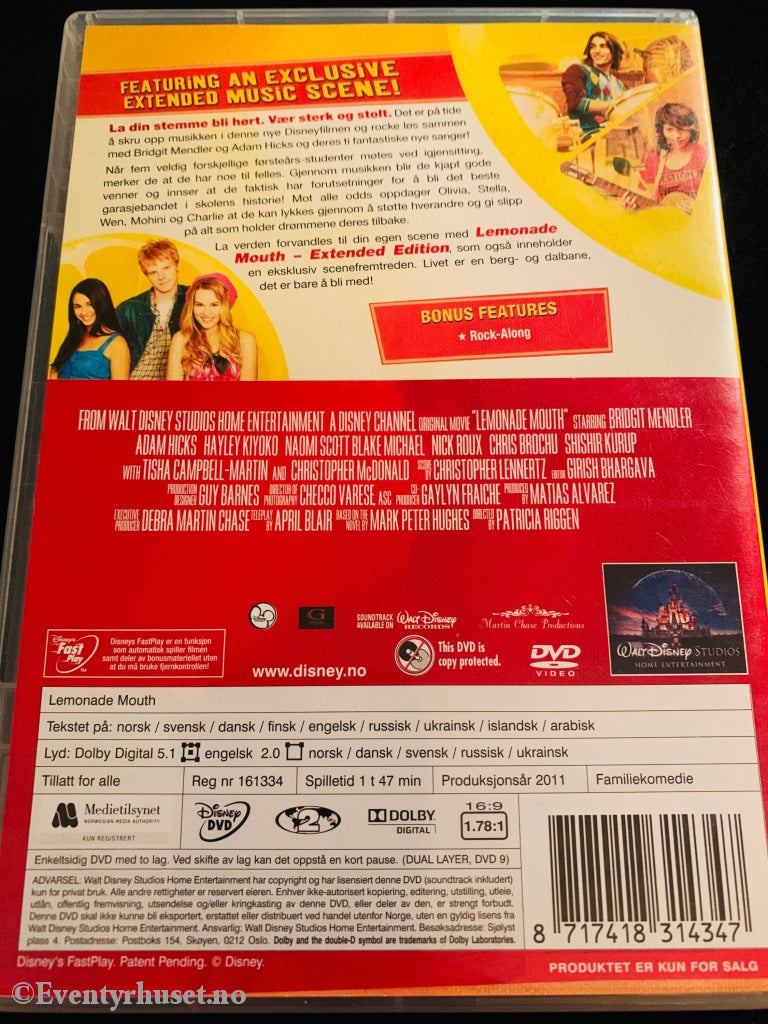 Disney Dvd. Lemonade Mouth. 2011. Dvd