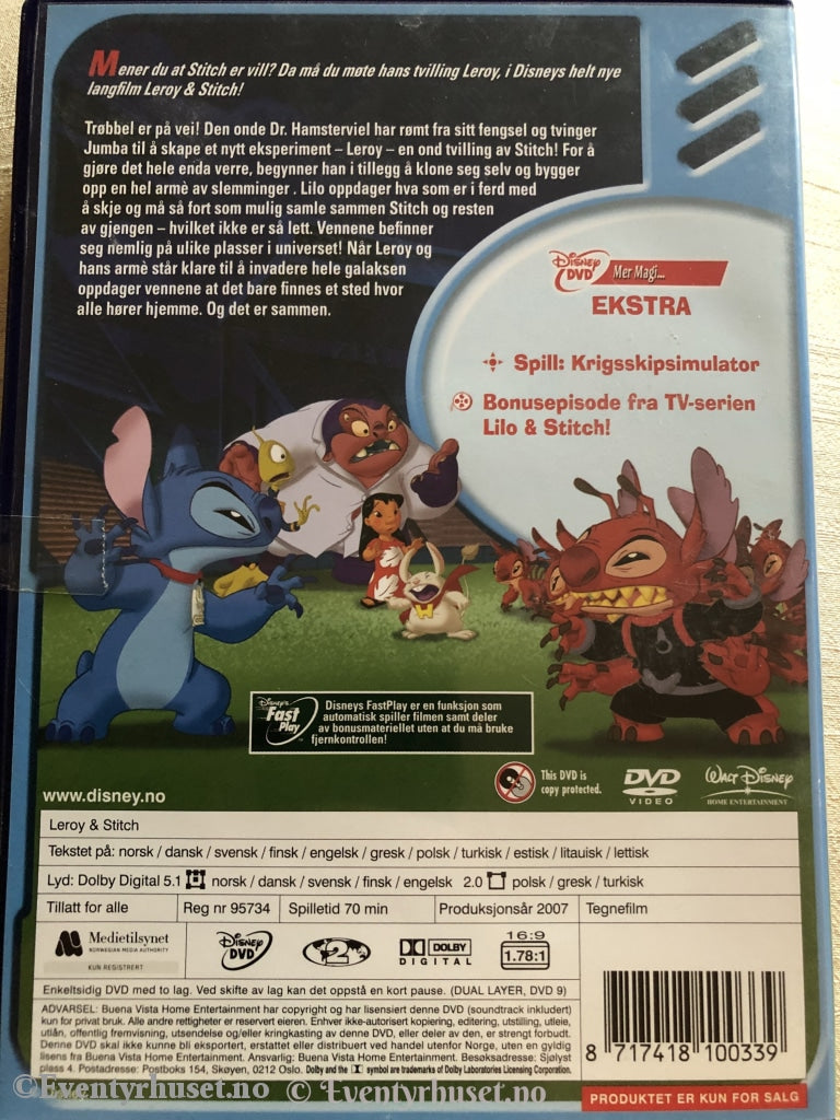 Disney Dvd. Leroy & Stitch. 2007. Dvd