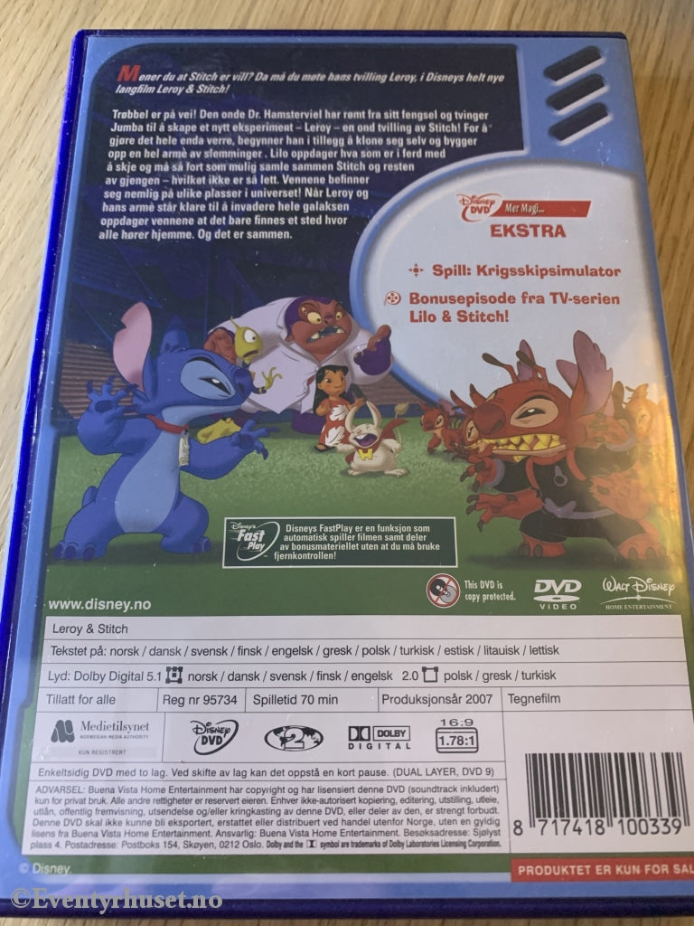 Disney Dvd. Leroy & Stitch. 2007. Dvd