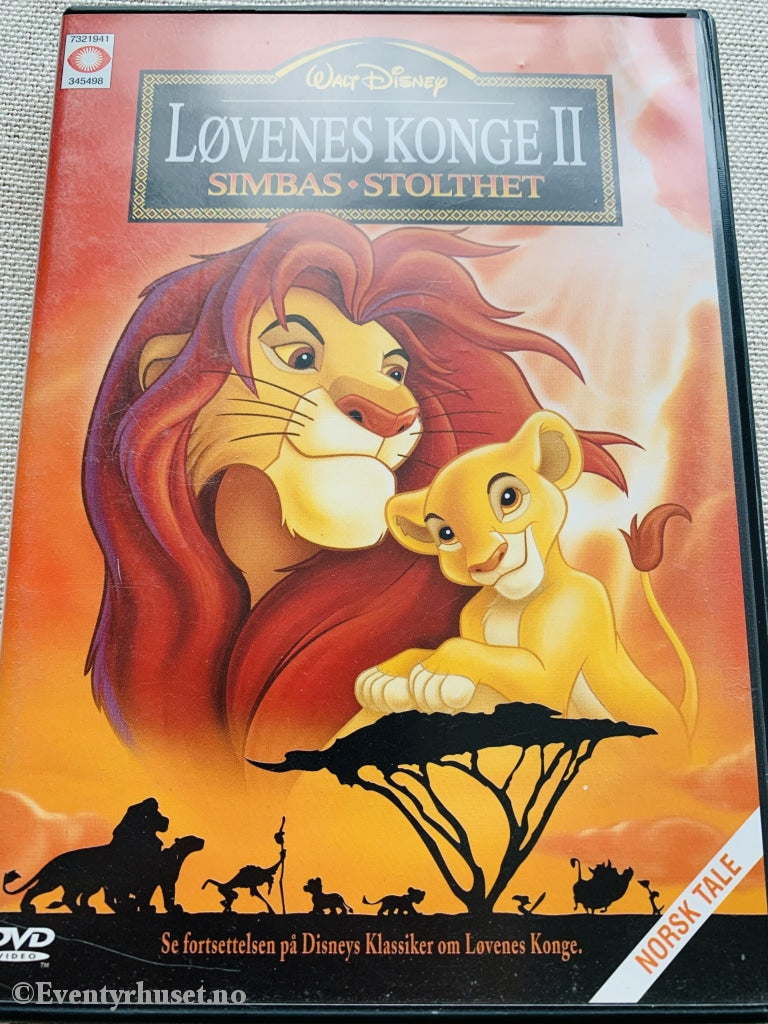 Disney Dvd. Løvenes Konge 2. 1998. Dvd