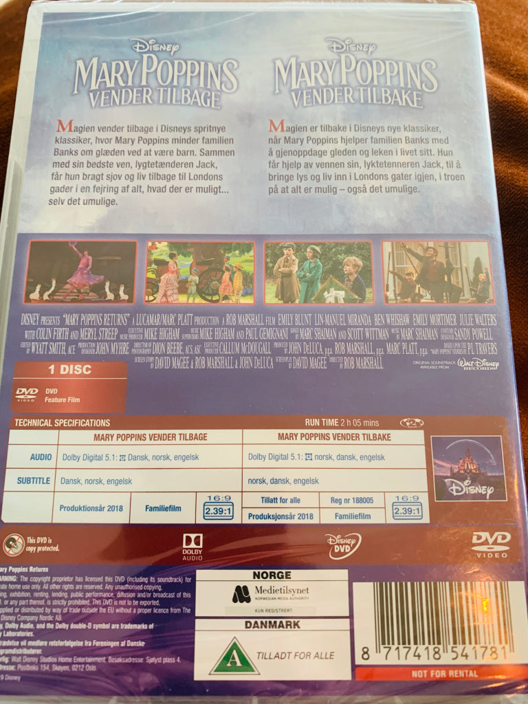 Disney DVD. Mary Poppins Returns. Ny i plast!