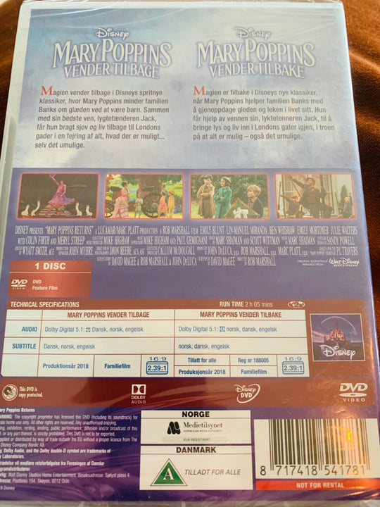 Disney DVD. Mary Poppins Returns. Ny i plast!