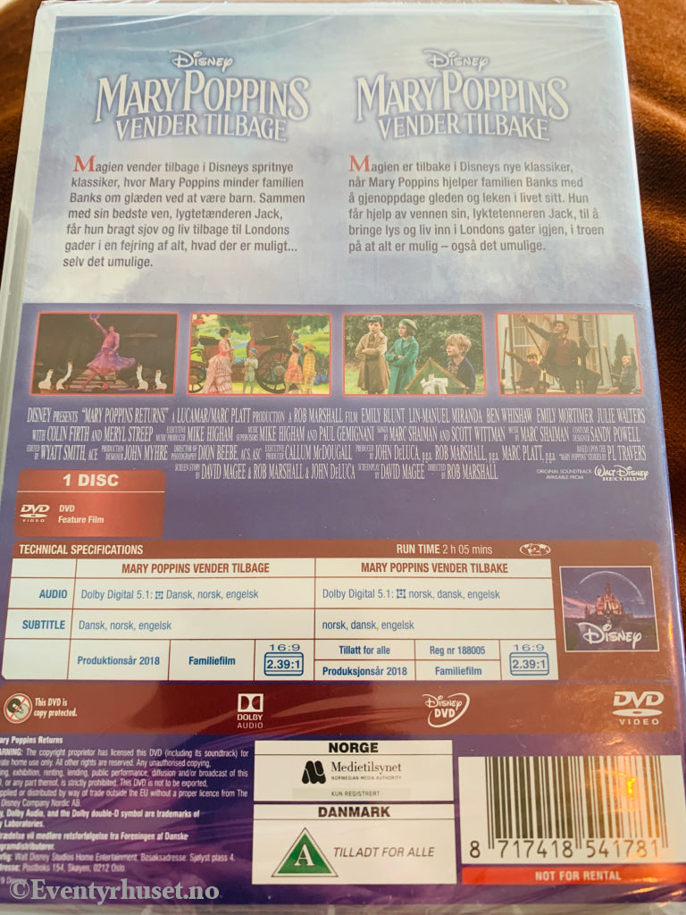 Disney DVD. Mary Poppins Returns. Ny i plast!