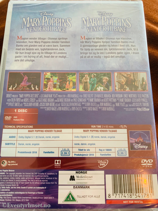 Disney DVD. Mary Poppins Returns. Ny i plast!