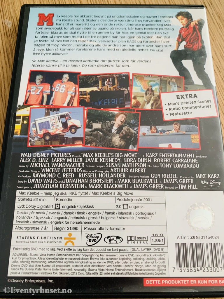 Disney Dvd. Max Keeble - Hjelp Jeg Skal Ikke Flytte! 2001. Dvd