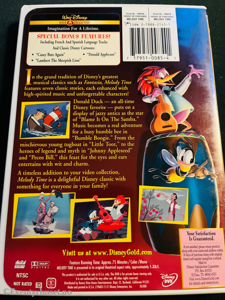 Disney Dvd. Melody Time (Gold Collection). Dvd