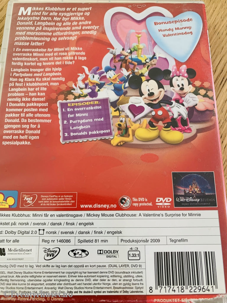 Disney Dvd. Mikkes Klubbhus Vol. 08. Minni Får En Valentinsgave. 2009. Dvd