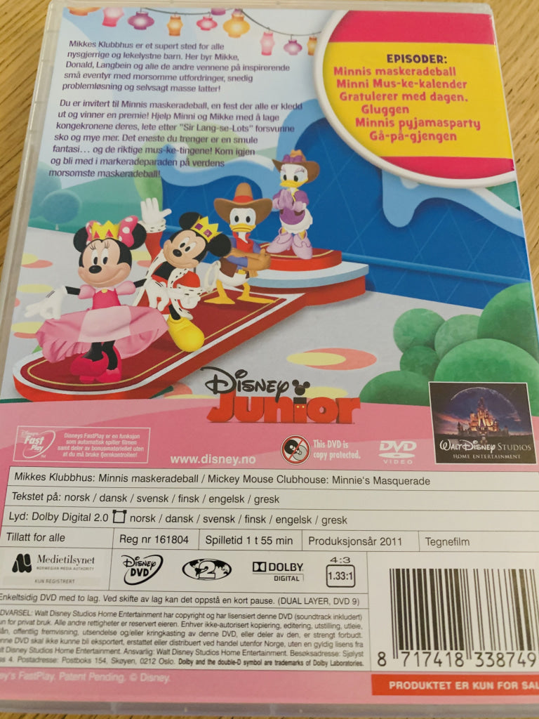 Disney Dvd. Mikkes Klubbhus Vol. 14. Minnis Maskeradeball. 2011. Dvd