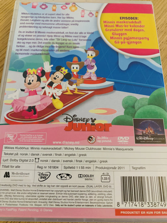 Disney Dvd. Mikkes Klubbhus Vol. 14. Minnis Maskeradeball. 2011. Dvd