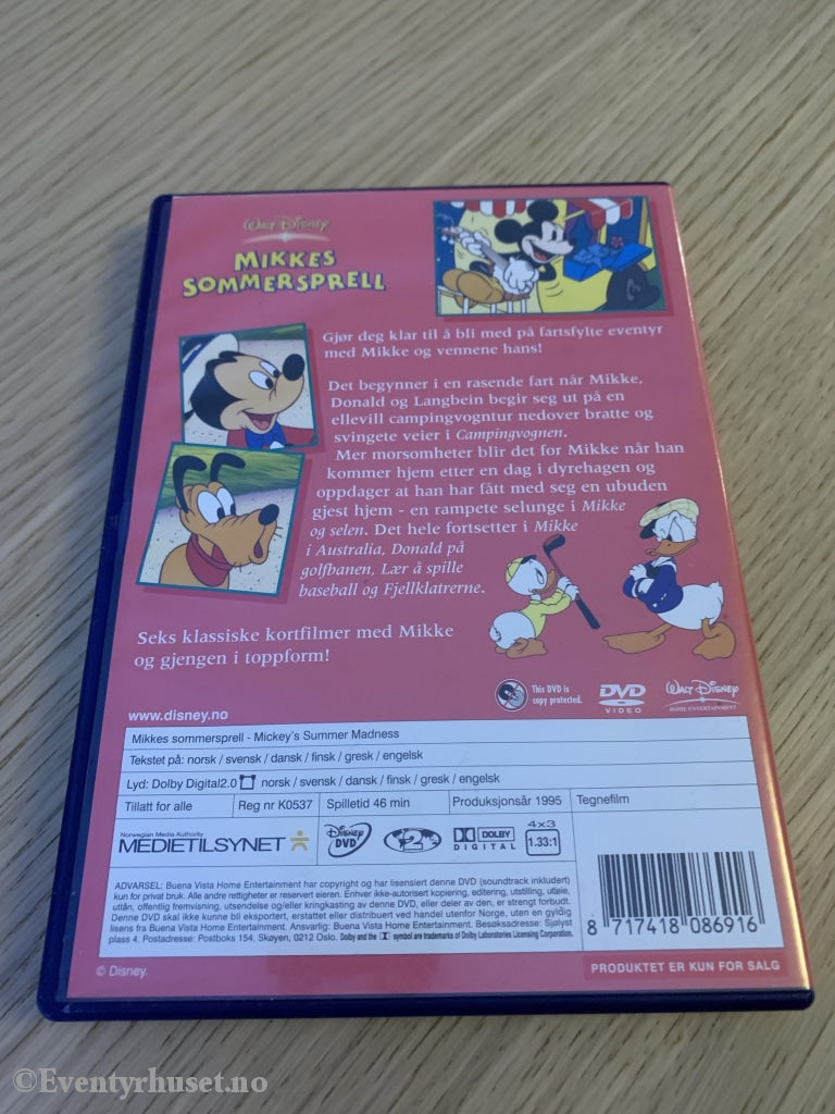 Disney Dvd. Mikkes Sommersprell. 1995. Dvd