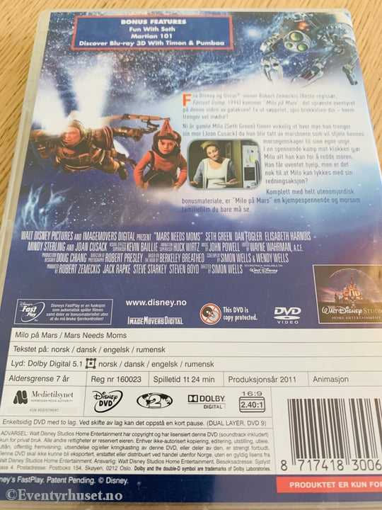 Disney Dvd. Milo På Mars. 2011. Dvd