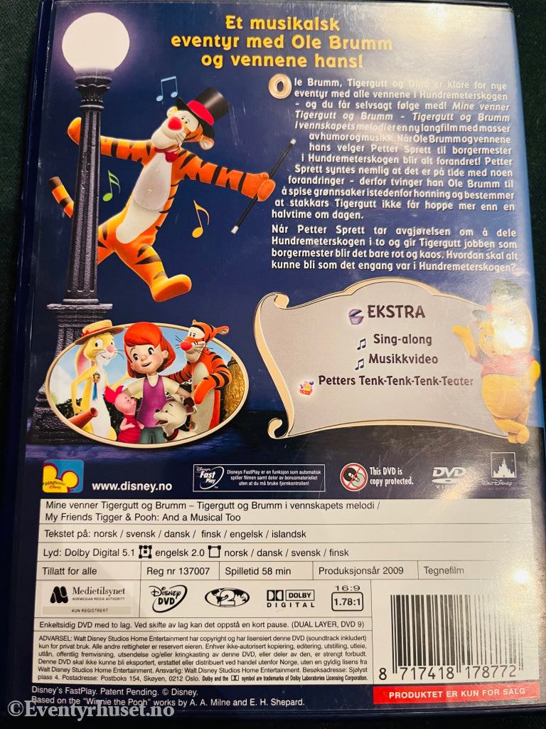 Disney Dvd. Mine Venner Tigergutt & Brumm I Vennskapens Melodi. Dvd