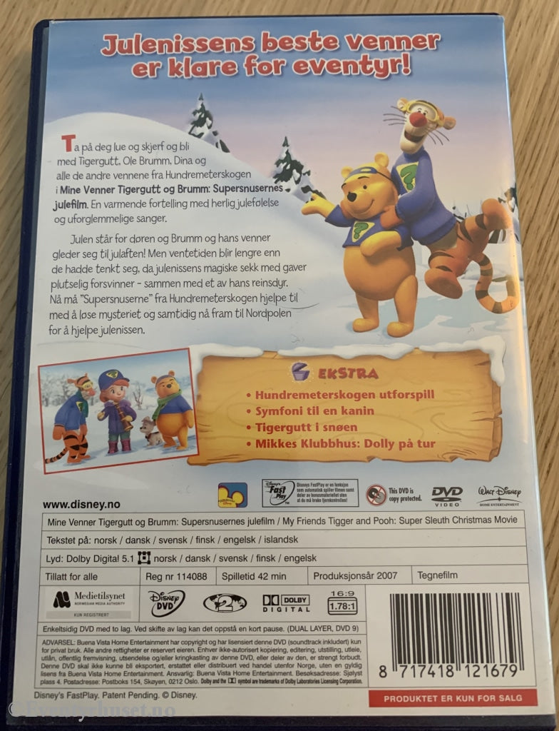 Disney Dvd. Mine Venner Tigergutt & Brumm. Supersnusernes Julefilm. 2007. Dvd