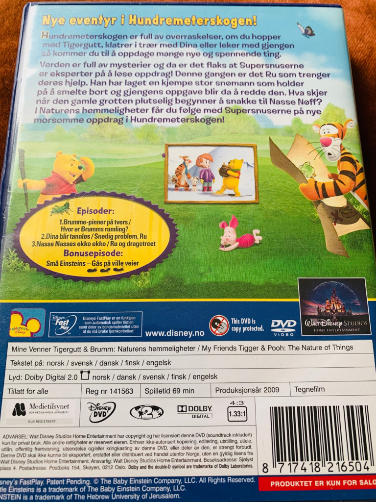 Disney Dvd. Mine Venner Tigergutt & Brumm. Vol. 4. Naturens Hemmeligheter. Dvd