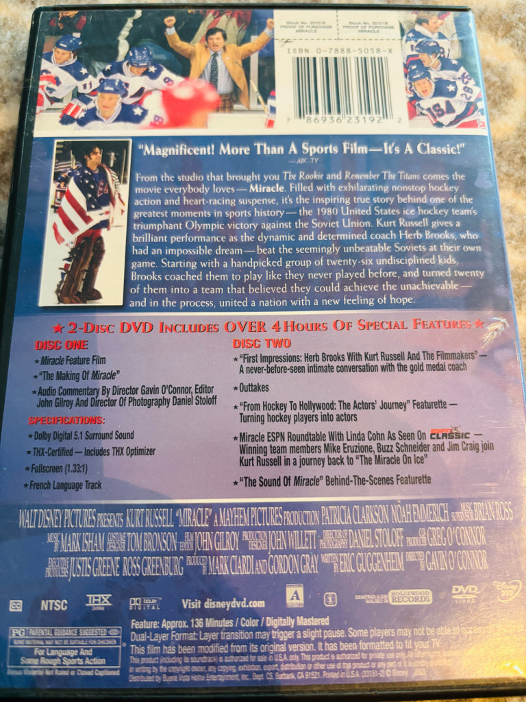 Disney DVD. Miracle. 2004. DVD