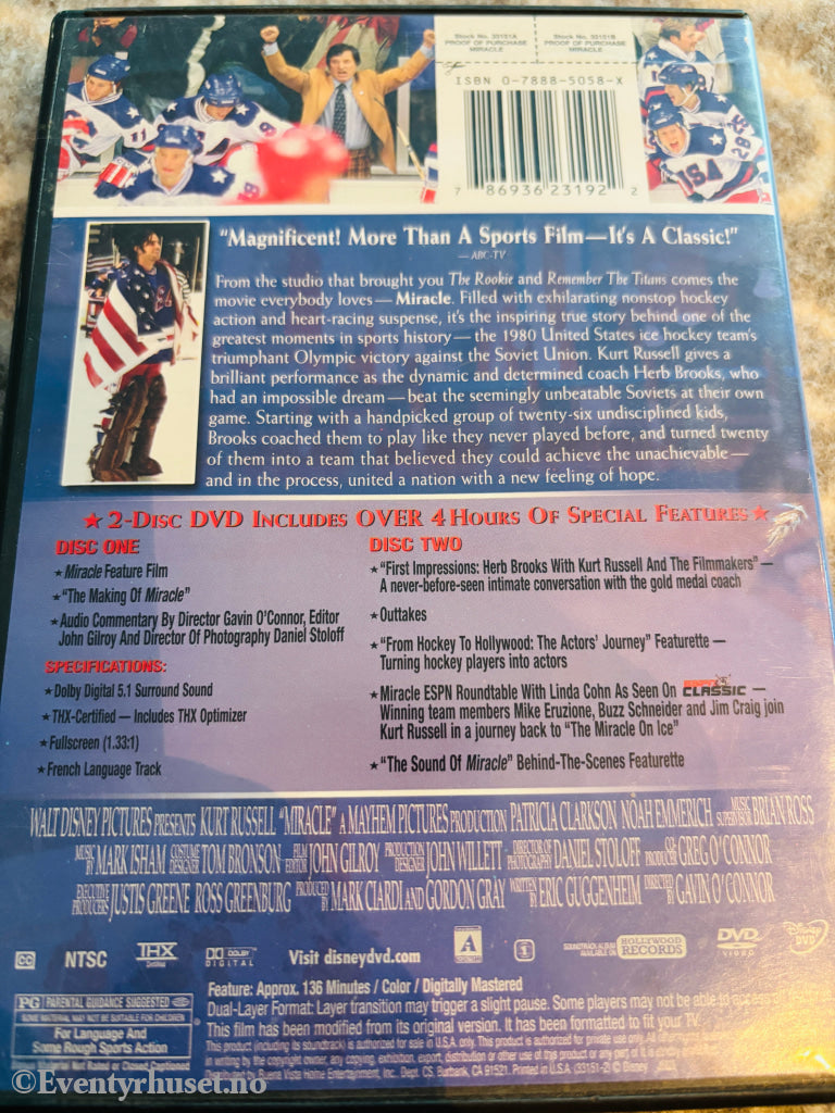 Disney DVD. Miracle. 2004. DVD