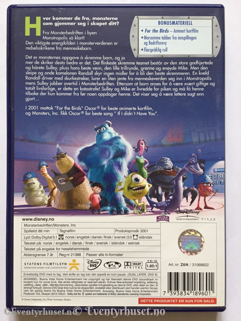 Disney Dvd. Monsterbedriften. Dvd