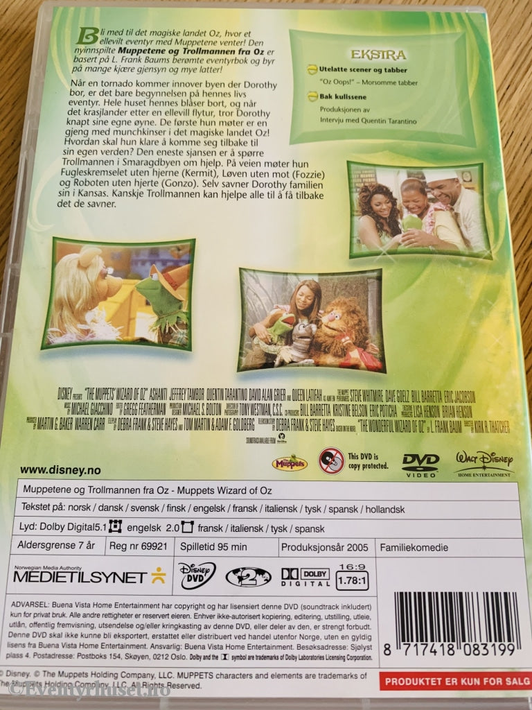 Disney Dvd. Muppetene Og Trollmannen Fra Oz. Dvd