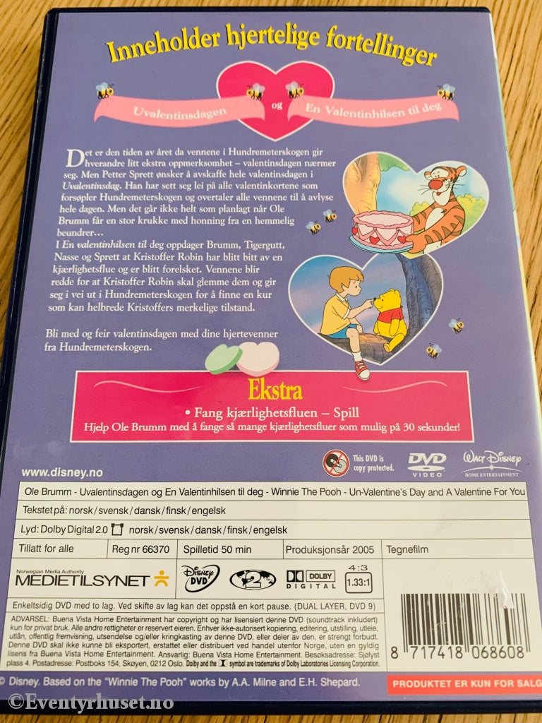 Disney Dvd. Ole Brumm - Uvalentinsdagen Og En Valentinshilsen Til Deg. 2005. Dvd