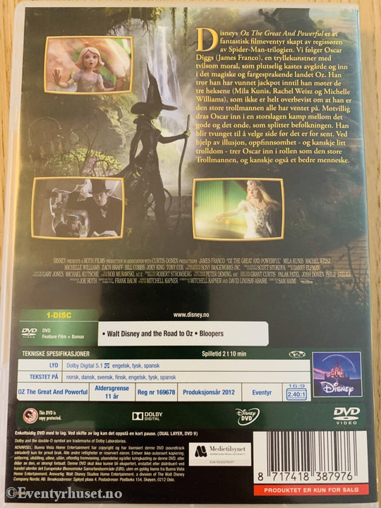 Disney Dvd. Oz - The Great And Powerful. 2012. Dvd