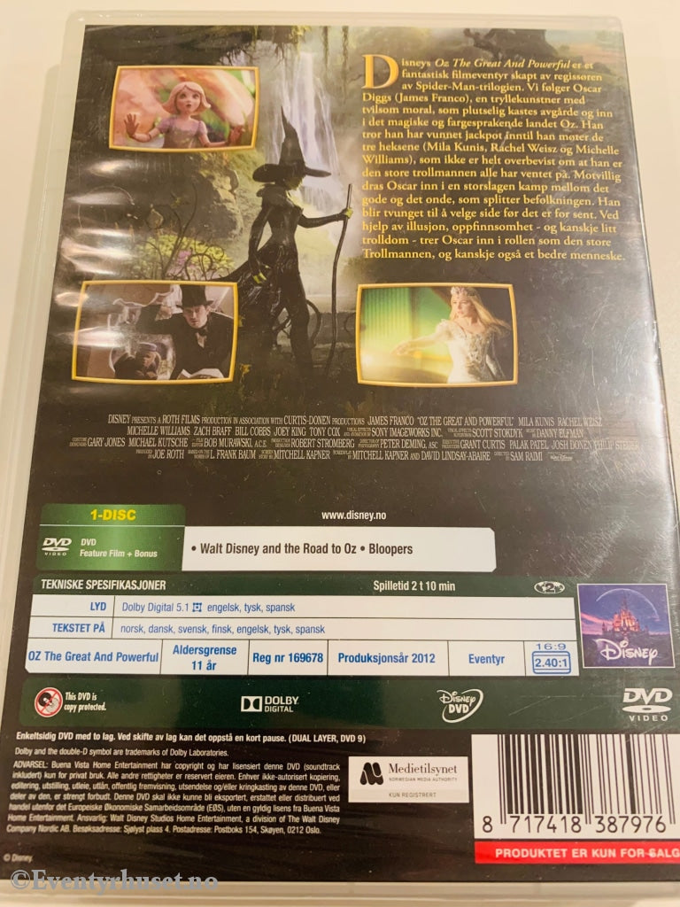 Disney Dvd. Oz - The Great And Powerful. 2012. Ny I Plast! Dvd