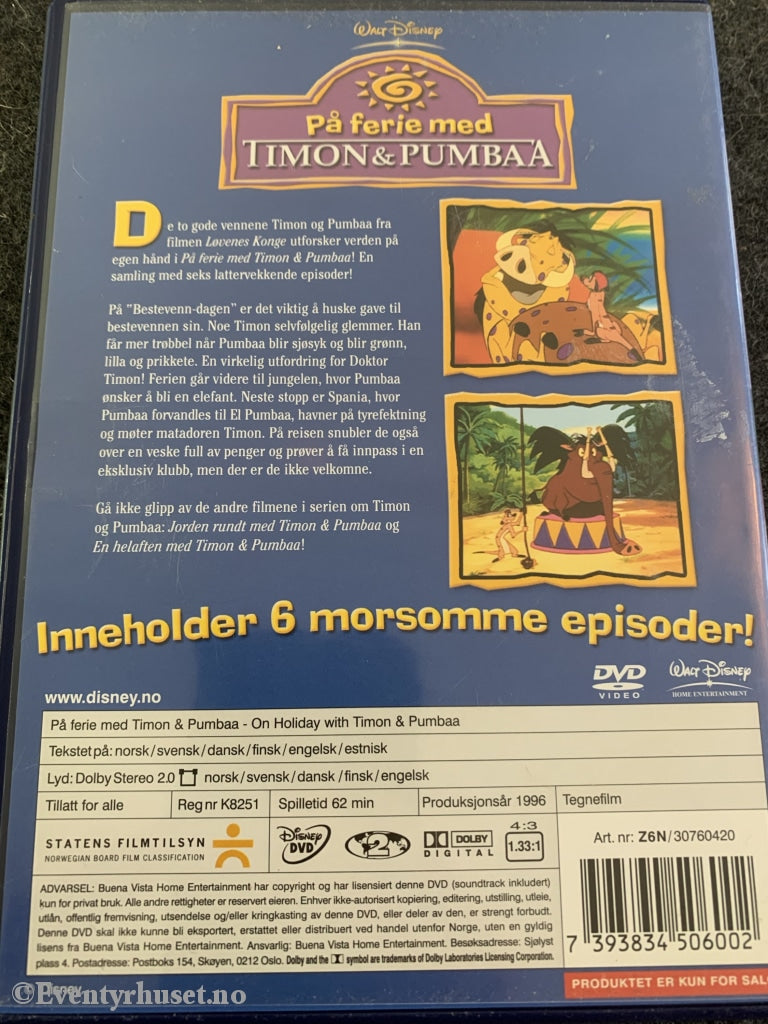 Disney Dvd. På Ferie Med Timon & Pumba. 1996. Dvd