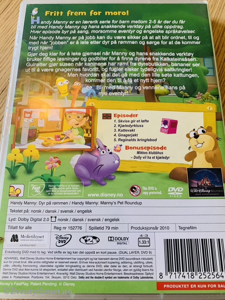 Disney Dvd. Playhouse. Vol. 4. Handy Manny - Dyr På Rømmen. 2010. Dvd