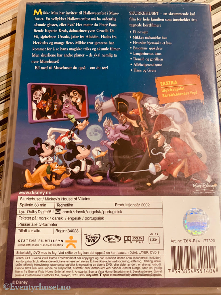 Disney Dvd. Skurkehuset/Musehuset. Leiefilm! Dvd