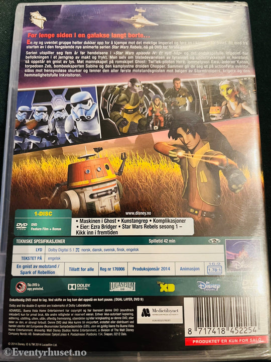 Disney Dvd. Star Wars Rebels. En Gnist Av Motstand. 2014. Ny I Plast! Dvd