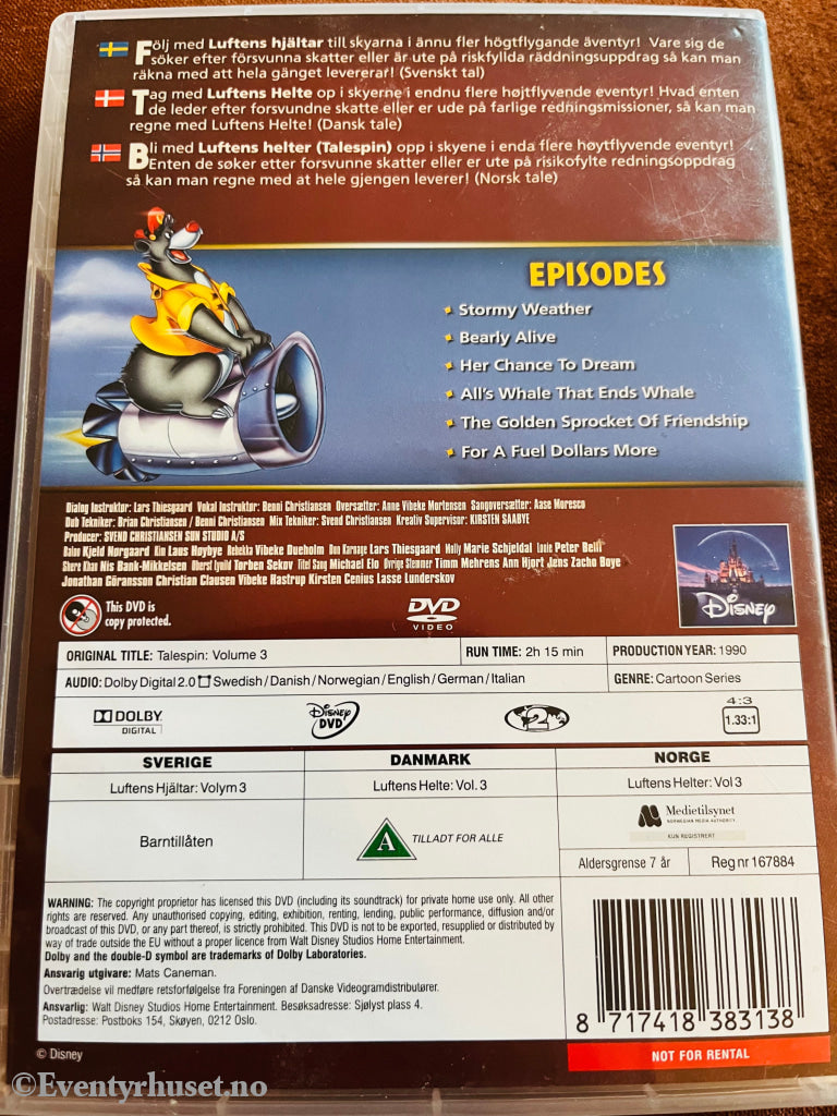 Disney Dvd. Talespin. Luftens Helter. 1990/91. Volum 3. Dvd
