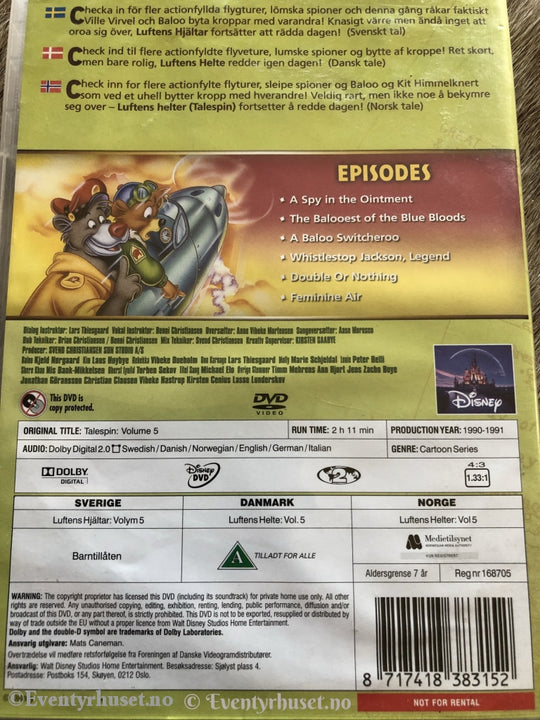 Disney Dvd. Talespin. Luftens Helter. 1990-91. Volume 5. Dvd