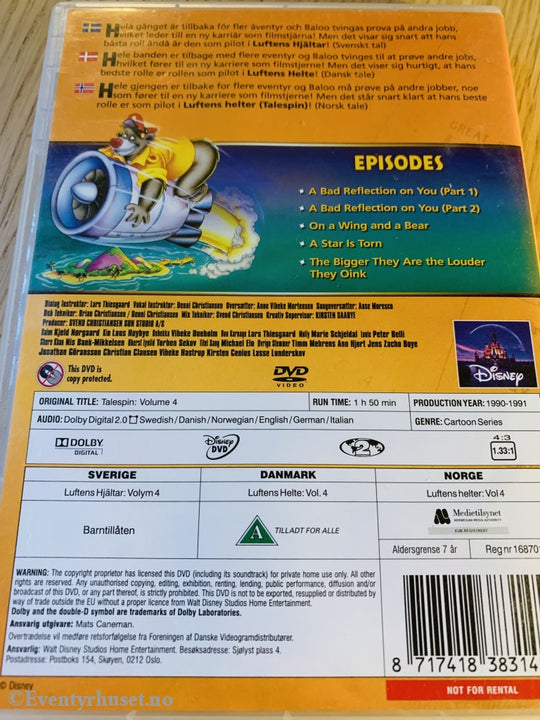 Disney Dvd. Talespin. Luftens Helter. 1990/91. Volum 4. Dvd