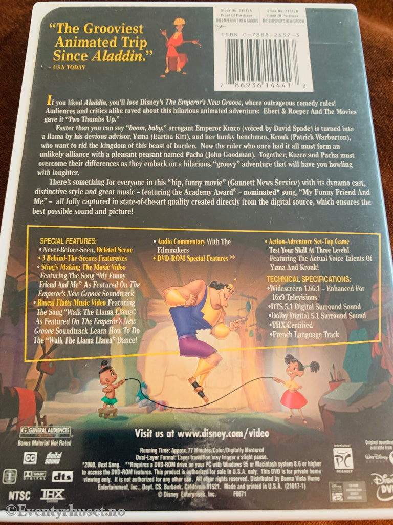 Disney DVD. The Emperor’s New Groove. Solgt i Norge! DVD