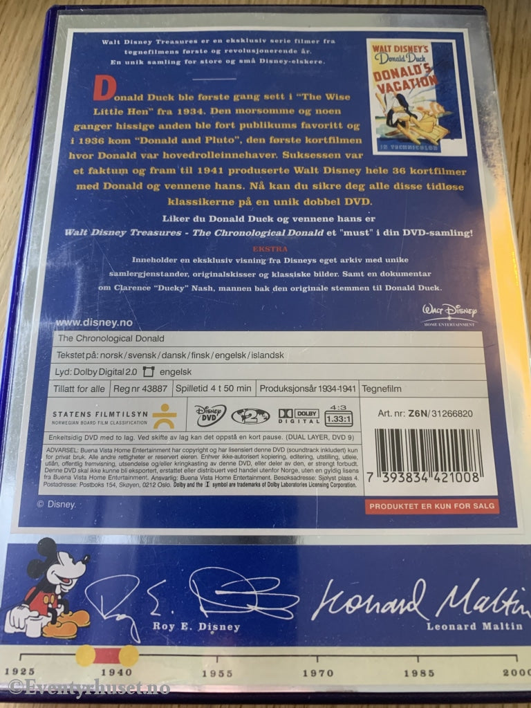 Disney Dvd. The Chronogical Donald Volume 1. 1934-41. Dvd