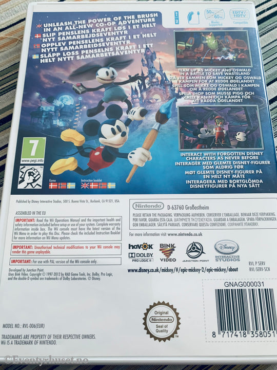 Disney Epic Mickey 2. Nintendo Wii. Wii