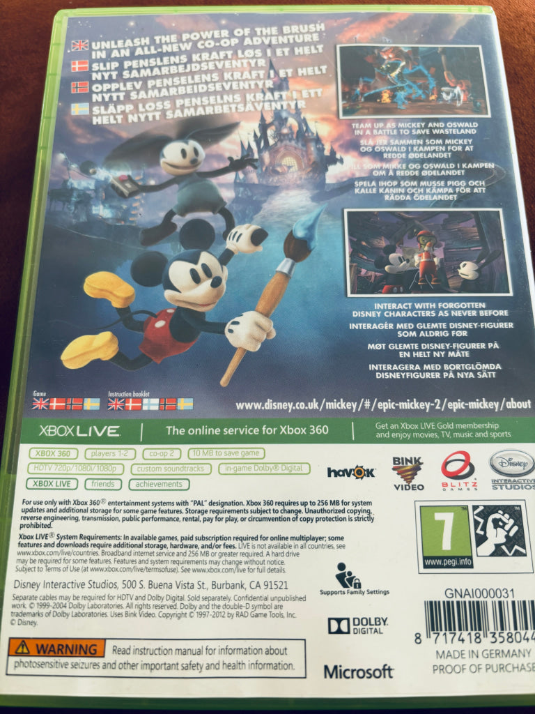 Disney Epic Mickey 2. Xbox 360. Xbox 360