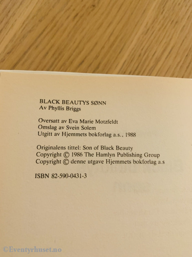 Disney Junior Bokklubb. Phyllis Briggs. 1988. Black Beautys Sønn. Fortelling