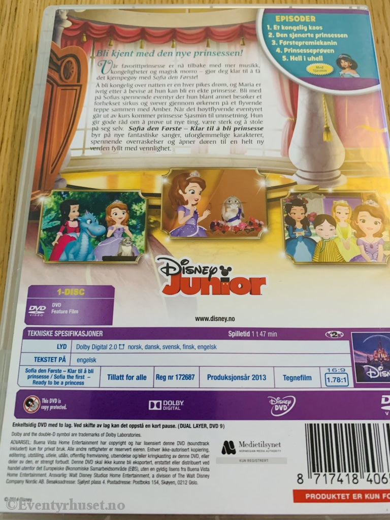 Disney Junior. Sofia Den Første. Vol. 2. Klar Til Å Bli Prinsesse. 2013. Dvd. Dvd