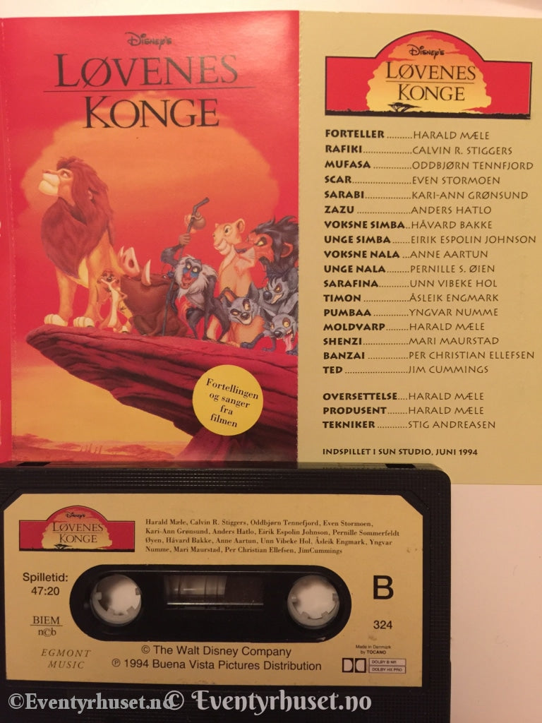 Disney Kassett. 324. Løvenes Konge. 1994. Kassett (Mc)