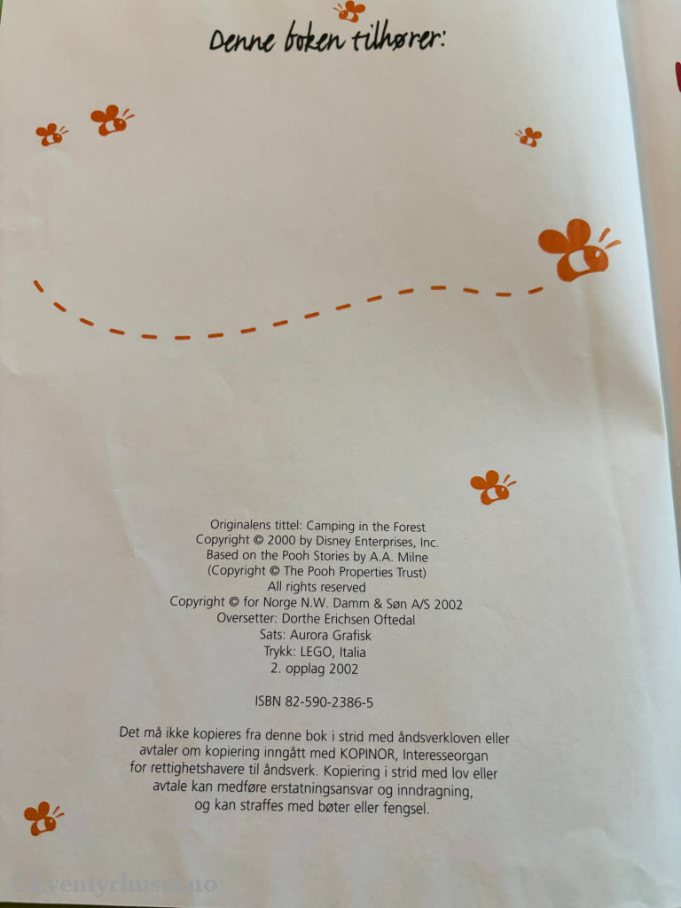 Disney – Ole Brumm: På telttur. Bok.