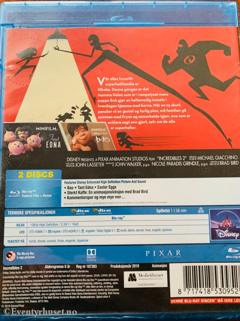Disney Pixar Blu-Ray. De Utrolige 2. Blu-Ray Disc