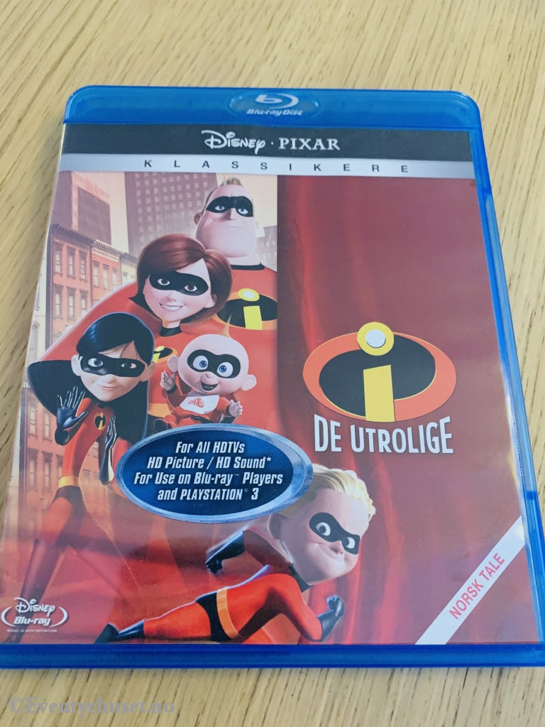 Disney Pixar Blu-Ray. De Utrolige. 2004. Blu-Ray Disc