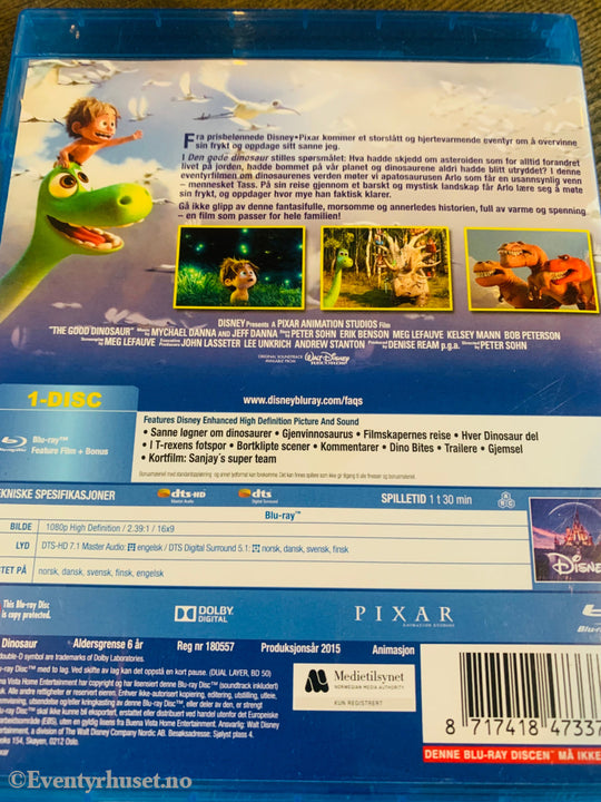 Disney Pixar Blu-Ray. Den Gode Dinosaur. Blu-Ray Disc