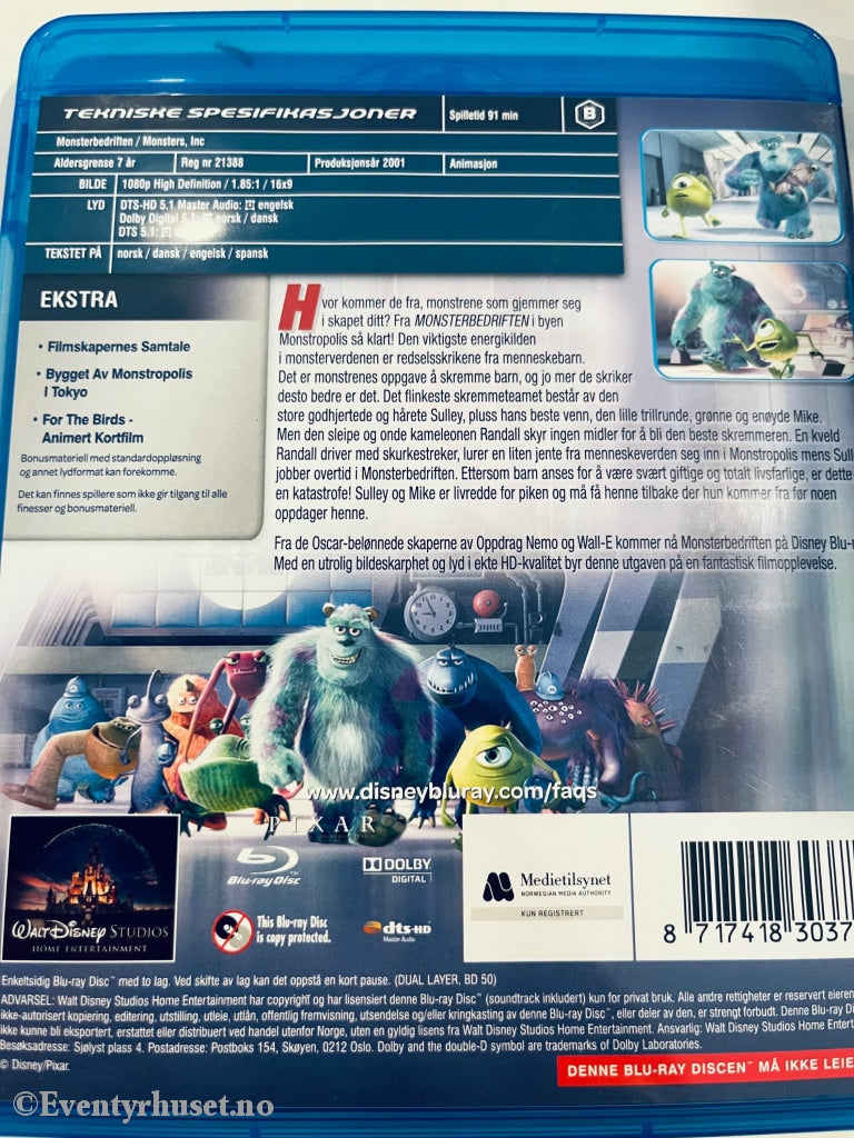 Disney Pixar Blu-Ray. Monsterbedriften. Blu-Ray Disc