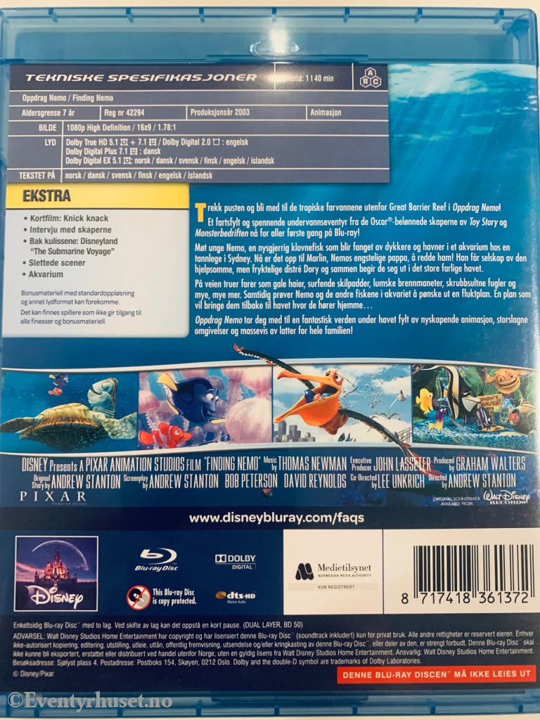 Disney Pixar Blu-Ray. Oppdrag Nemo. Blu-Ray Disc