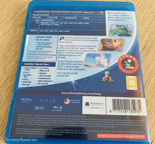 Disney Pixar Blu-Ray. Short Films. 2007. Blu-Ray Disc