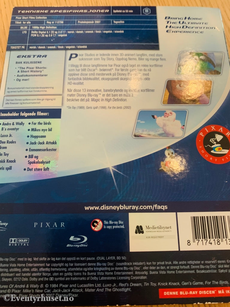 Disney Pixar Blu-Ray Slipcase. Short Film Collection. Blu-Ray Disc