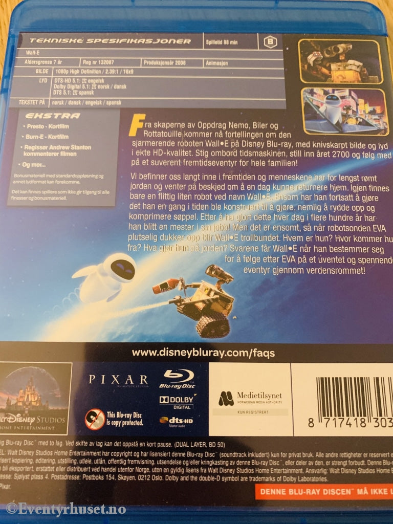 Disney Pixar Blu-Ray. Wall-E. 2008. Blu-Ray Disc